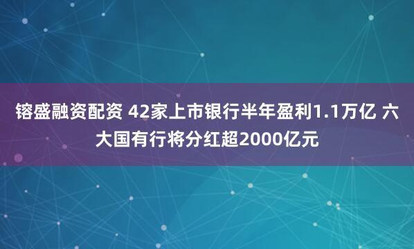 镕盛融资配资 42家上市银行半年盈利1.1万亿 六大国有行将分红超2000亿元